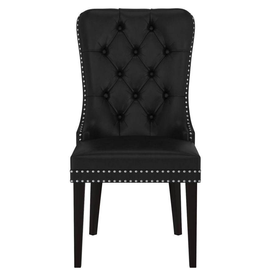 Chaise d'appoint Rizzo, ensemble de 2, en similicuir noir