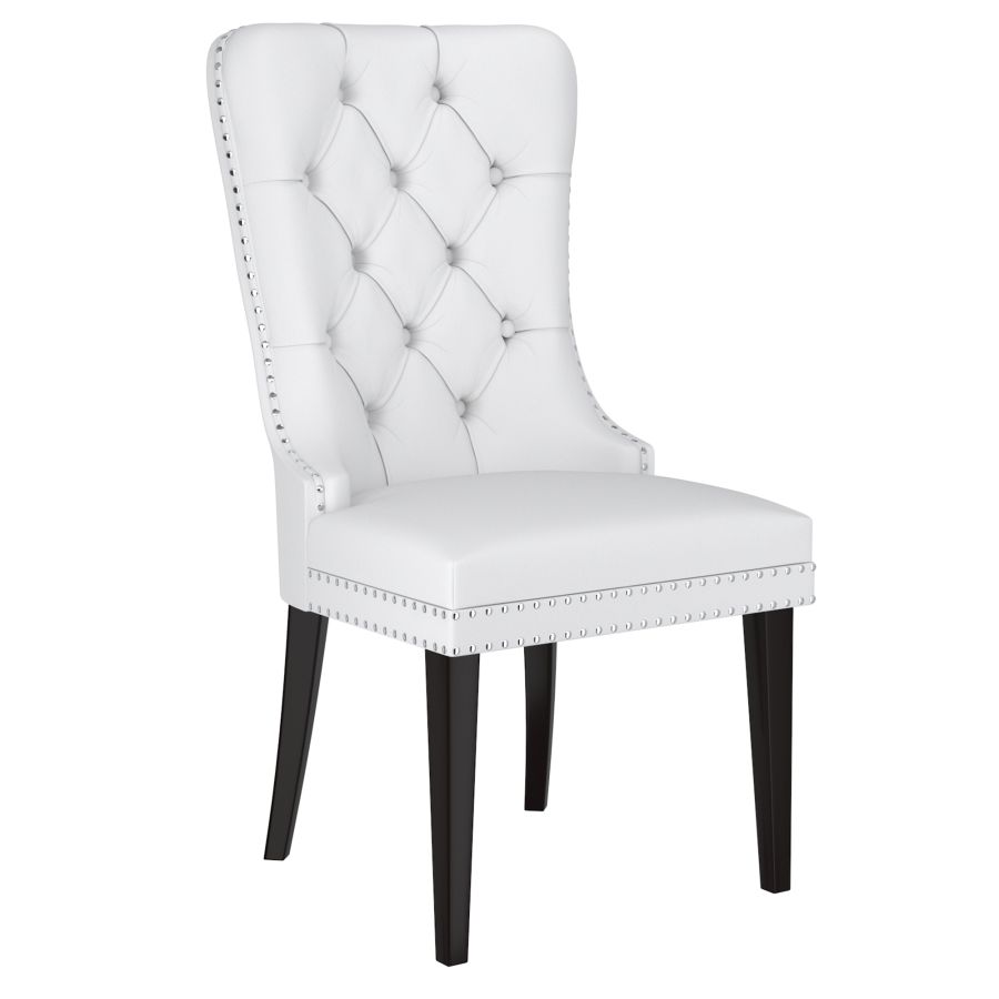 Chaise d'appoint Rizzo, ensemble de 2, en similicuir blanc