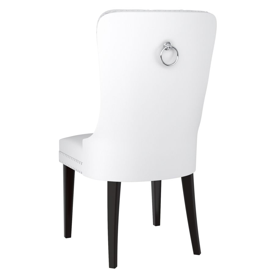 Chaise d'appoint Rizzo, ensemble de 2, en similicuir blanc
