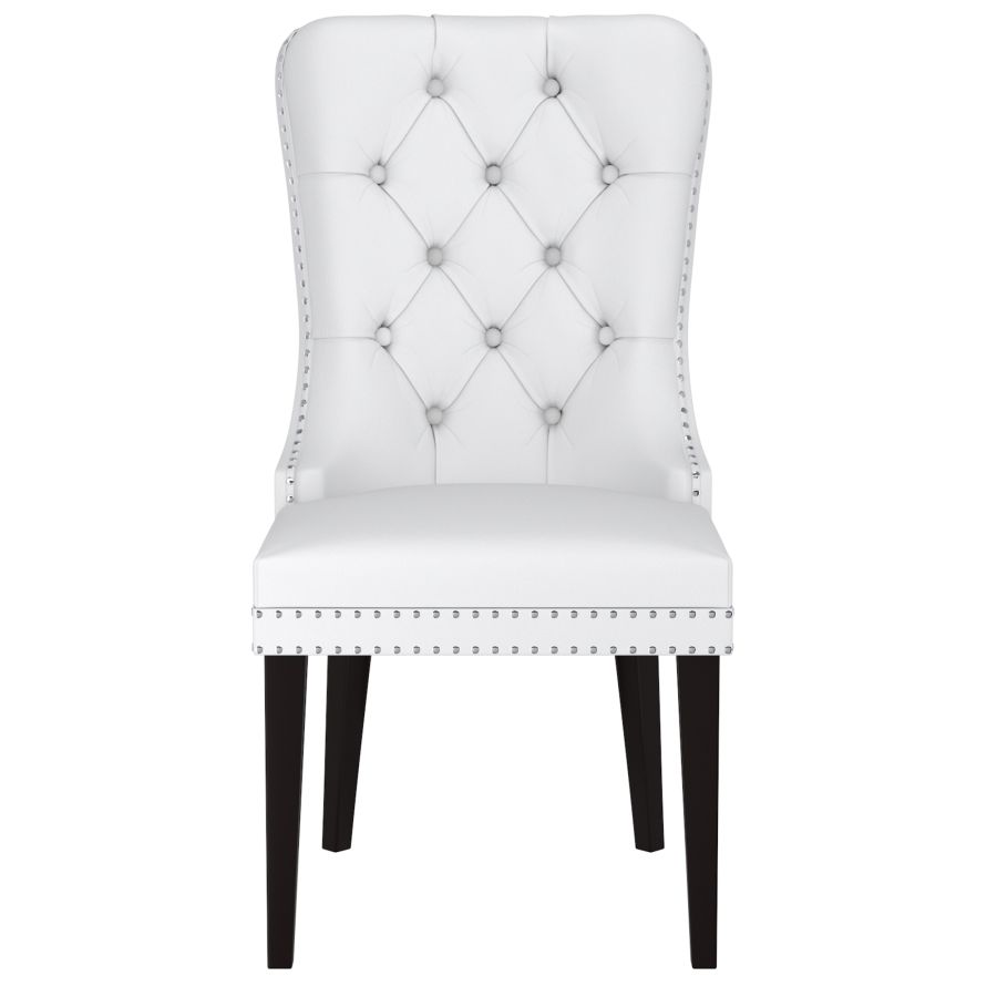 Chaise d'appoint Rizzo, ensemble de 2, en similicuir blanc