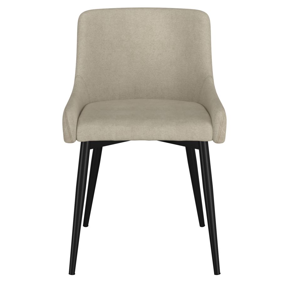 Chaise d'appoint Bianca, ensemble de 2 en beige avec pied noir