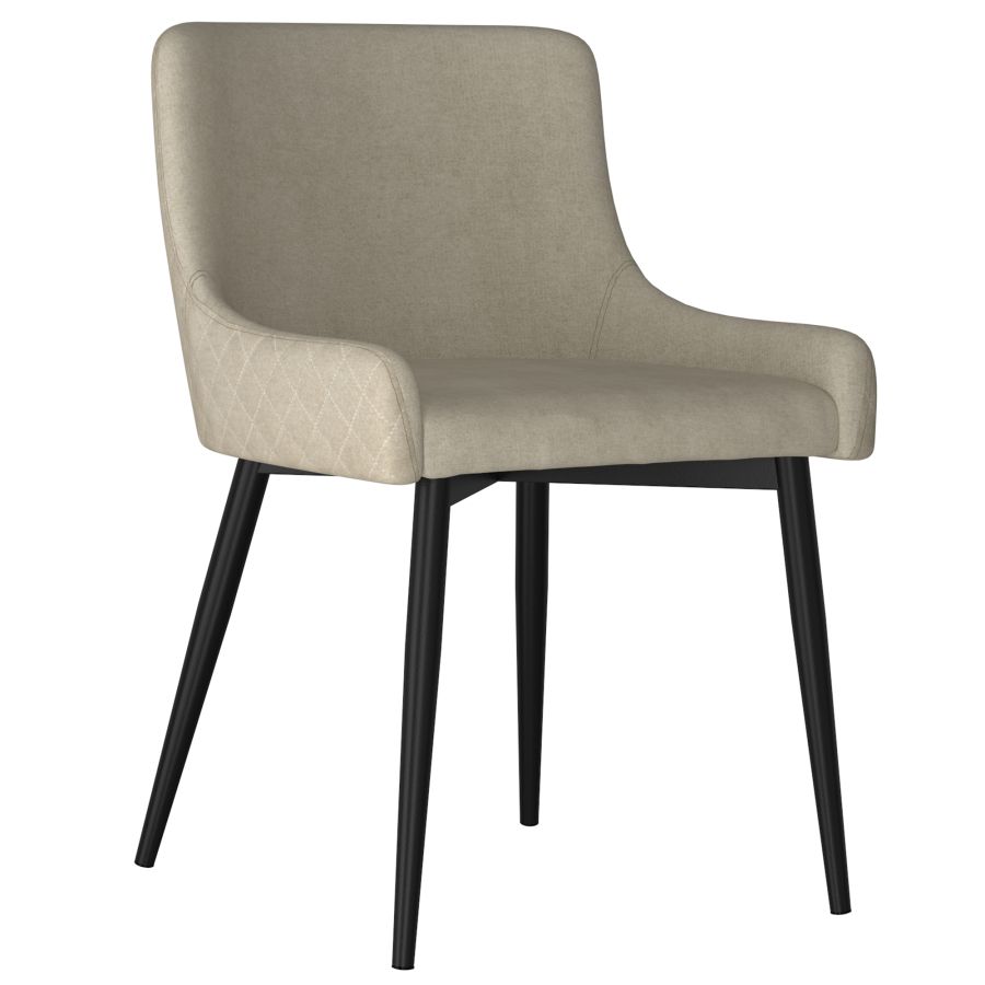 Chaise d'appoint Bianca, ensemble de 2 en beige avec pied noir