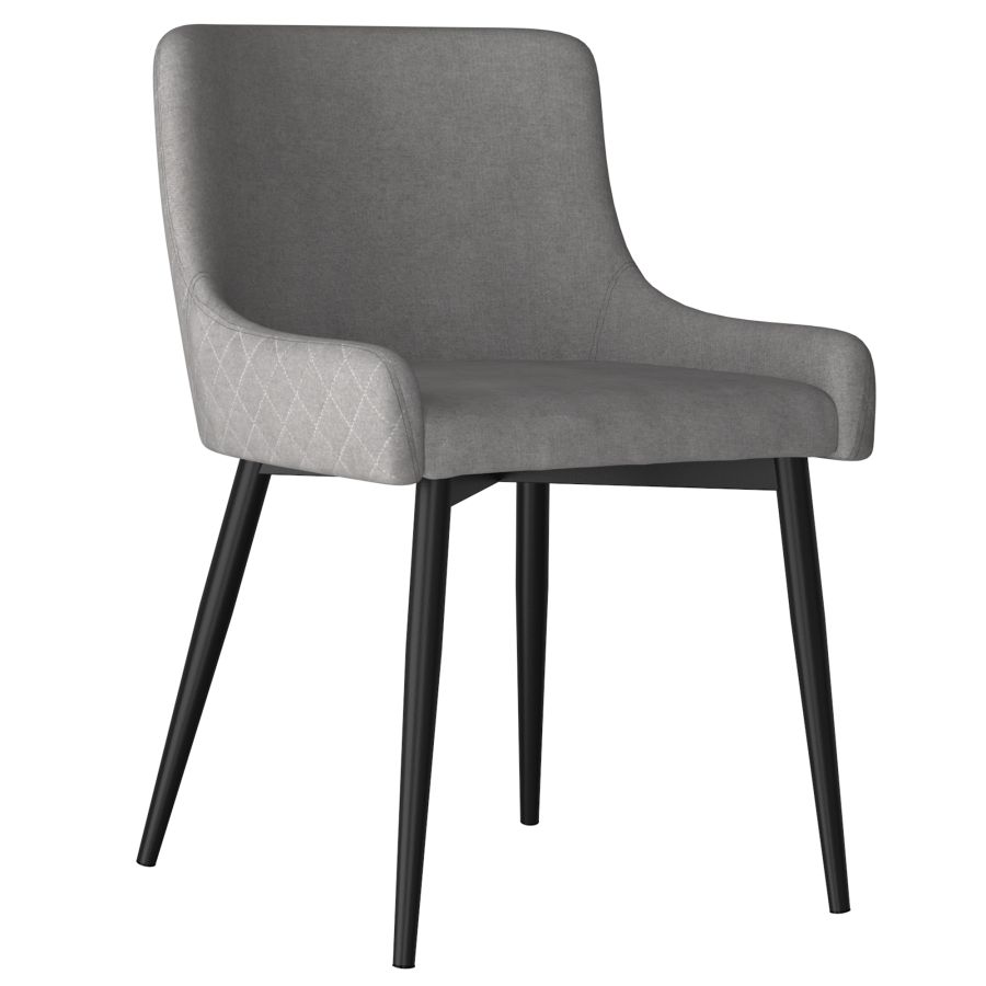 Chaise d'appoint Bianca, ensemble de 2 en gris avec pied noir
