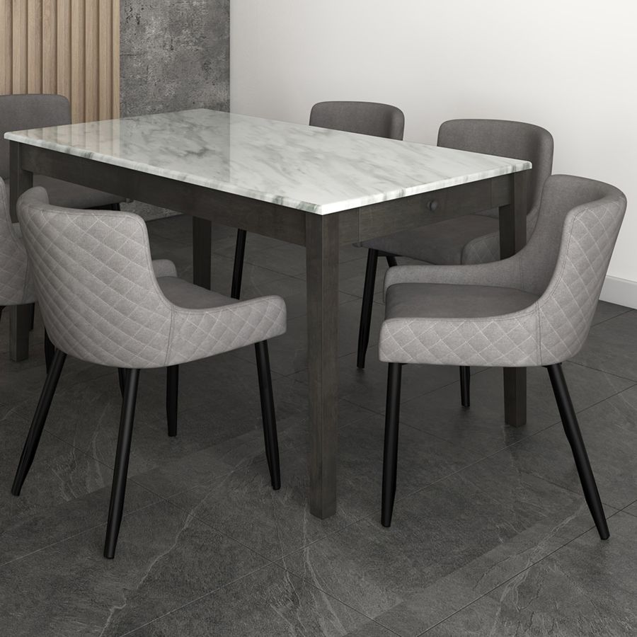Chaise d'appoint Bianca, ensemble de 2 en gris avec pied noir