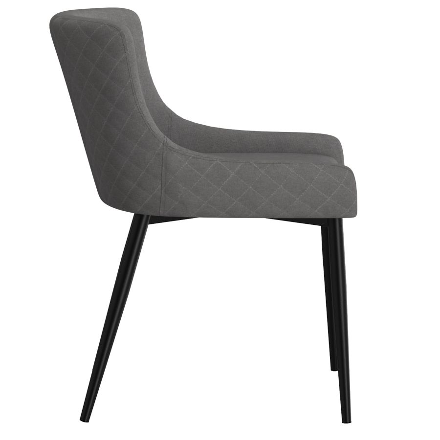Chaise d'appoint Bianca, ensemble de 2 en gris avec pied noir