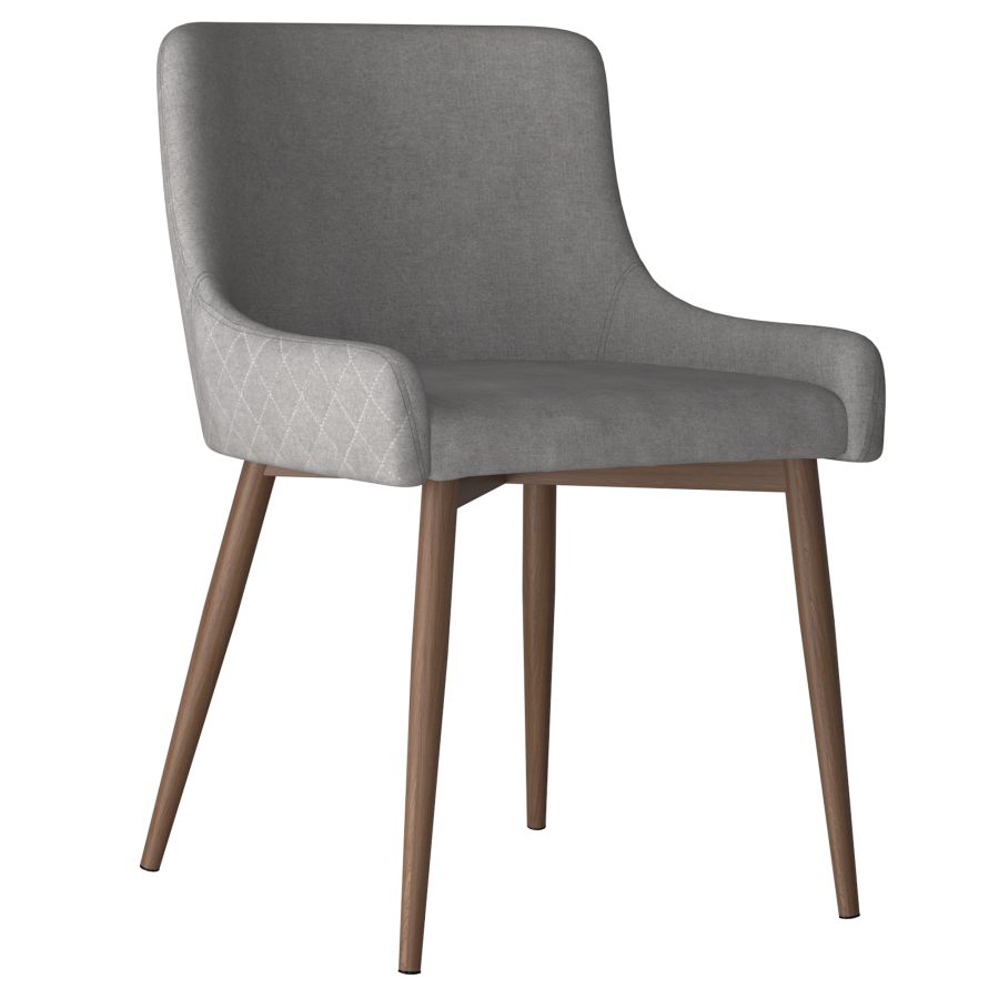 Chaise d'appoint Bianca, ensemble de 2 en gris avec pied en noyer