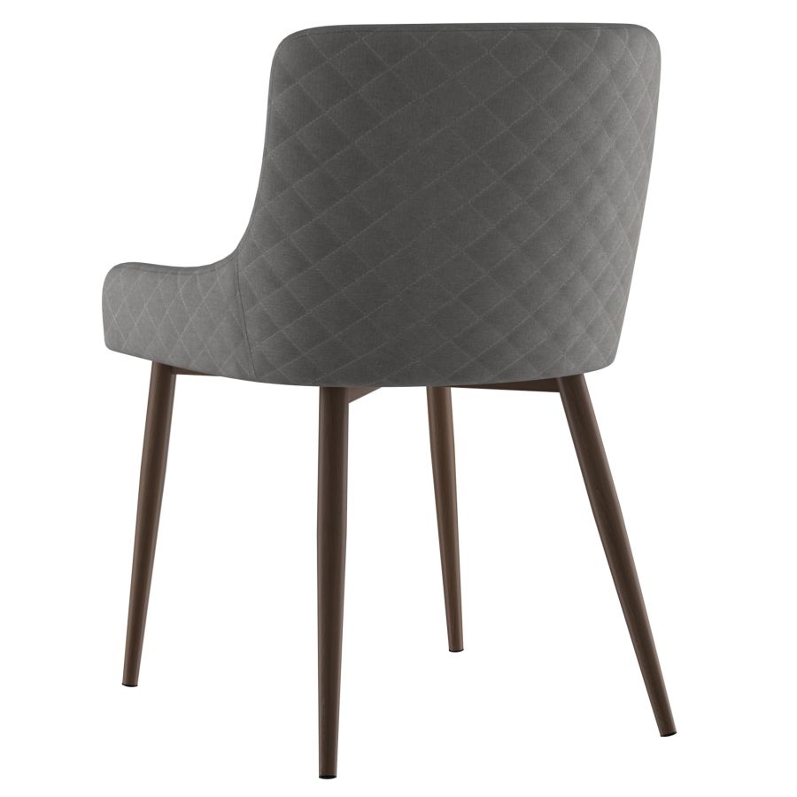 Chaise d'appoint Bianca, ensemble de 2 en gris avec pied en noyer