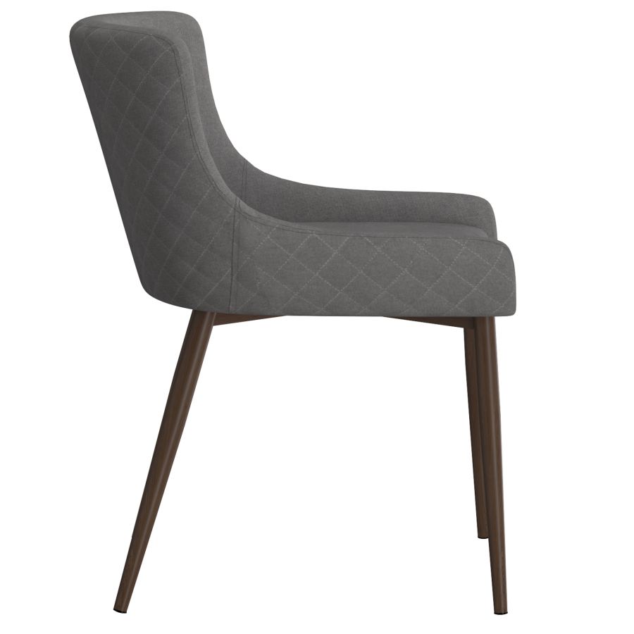 Chaise d'appoint Bianca, ensemble de 2 en gris avec pied en noyer