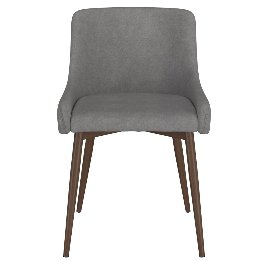 Chaise d'appoint Bianca, ensemble de 2 en gris avec pied en noyer