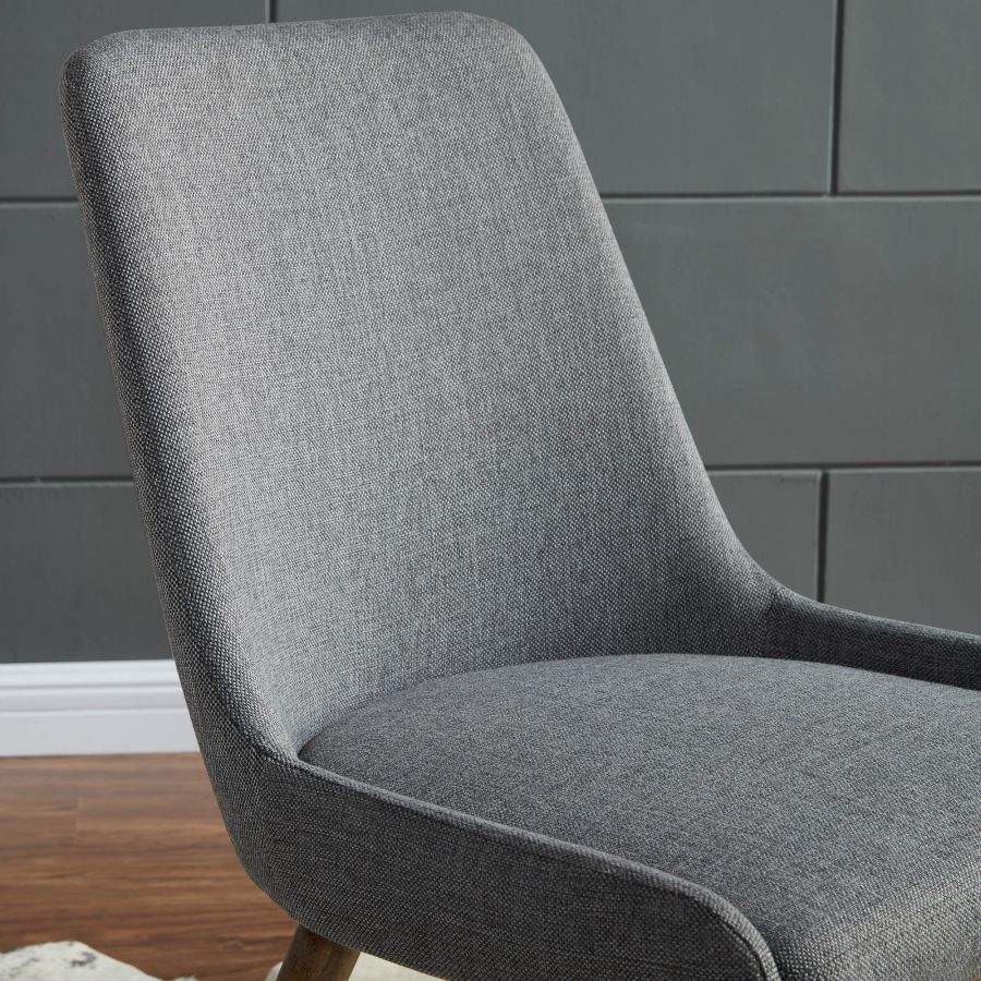 Chaise d'appoint Mia, lot de 2 en gris foncé/pieds gris