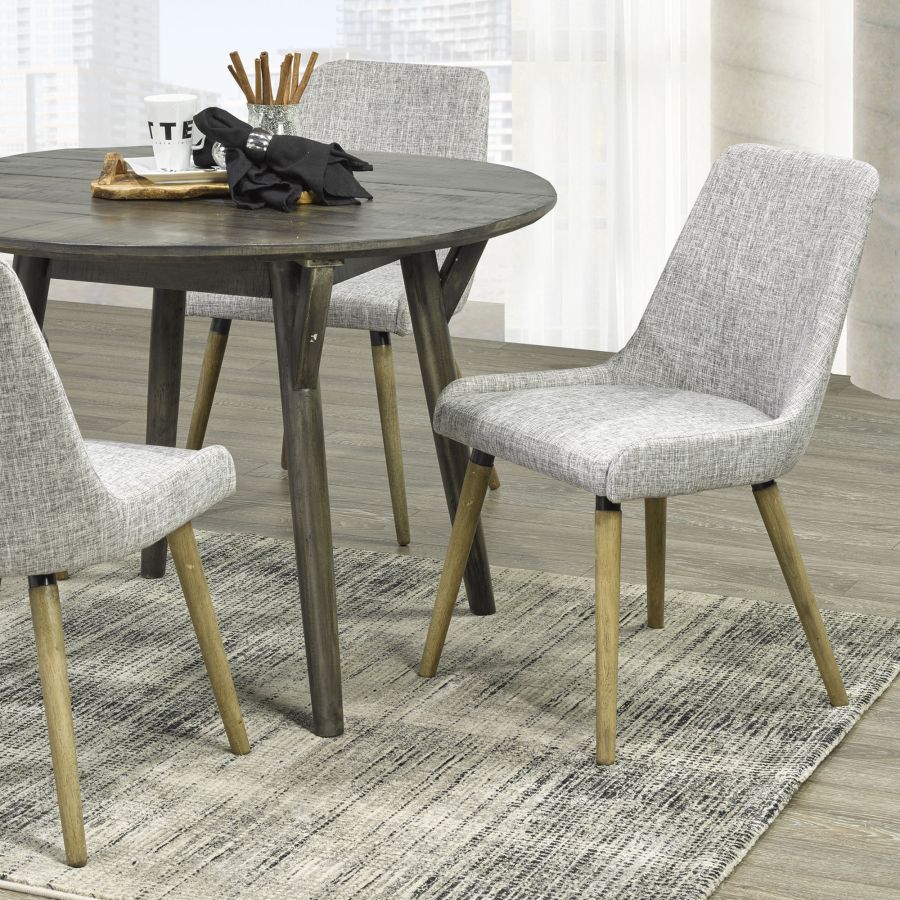Chaise d'appoint Mia, lot de 2 en gris clair/pieds gris