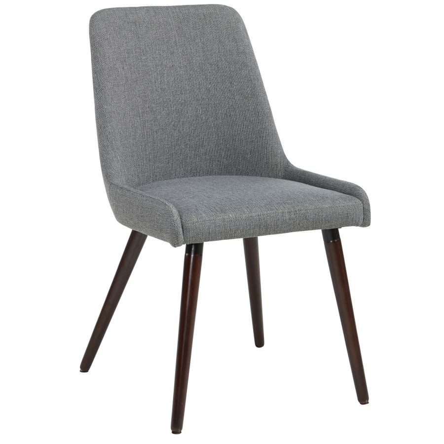 Chaise d'appoint Mia, ensemble de 2 en gris foncé/pieds en noyer