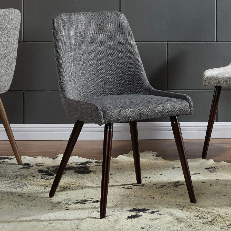Chaise d'appoint Mia, ensemble de 2 en gris foncé/pieds en noyer