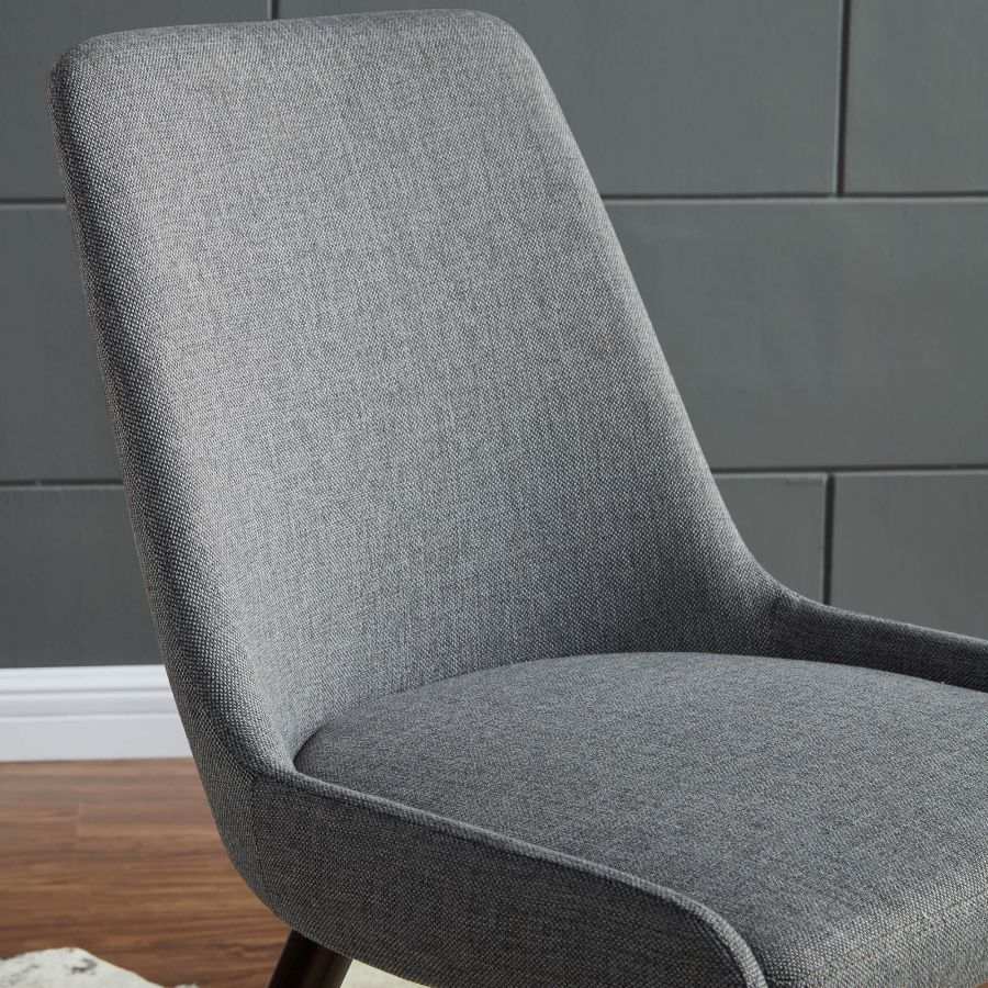 Chaise d'appoint Mia, ensemble de 2 en gris foncé/pieds en noyer