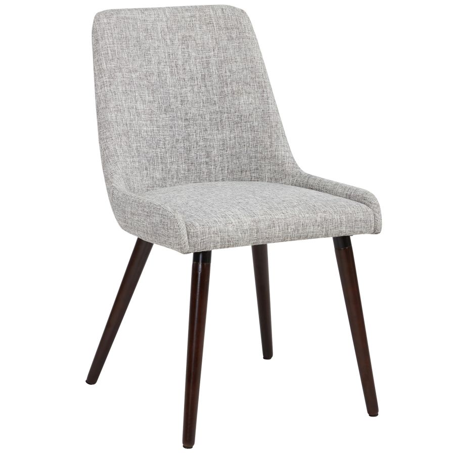 Chaise d'appoint Mia, lot de 2 en gris clair/pieds en noyer