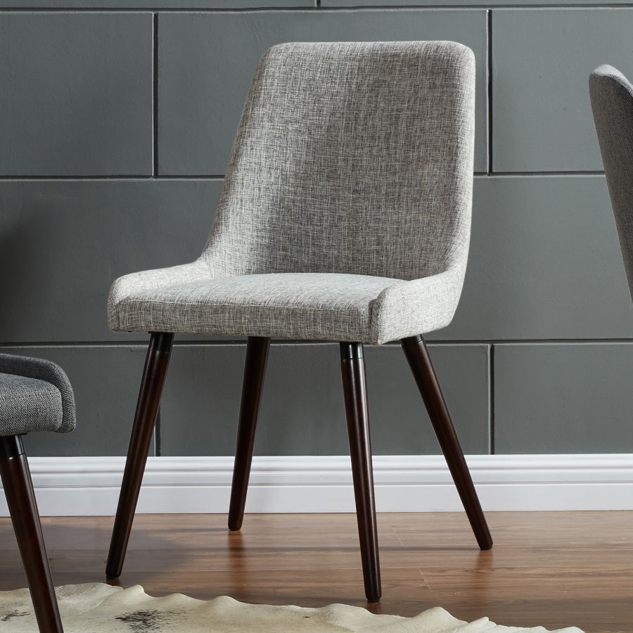 Chaise d'appoint Mia, lot de 2 en gris clair/pieds en noyer