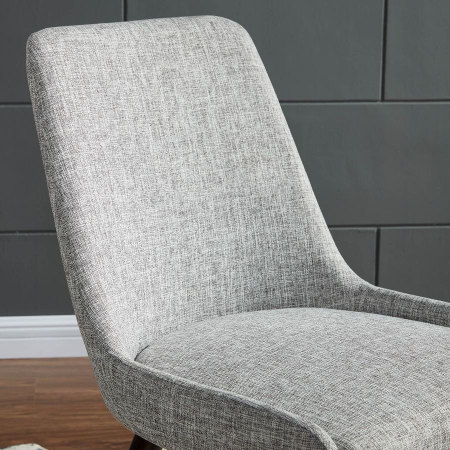 Chaise d'appoint Mia, lot de 2 en gris clair/pieds en noyer