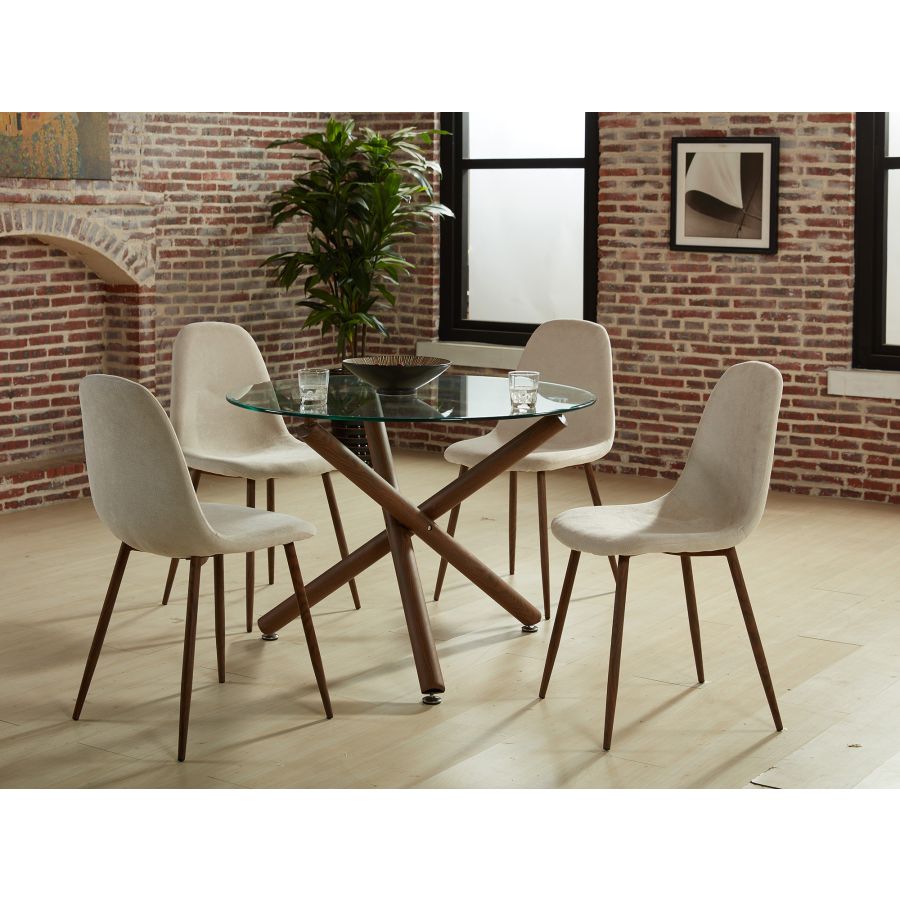 Chaise d'appoint Lyna, lot de 4 en beige