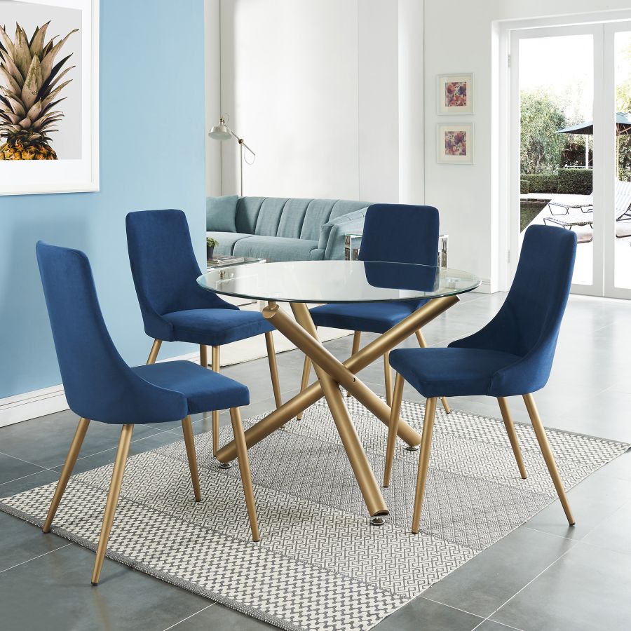 Chaise d'appoint Carmilla, ensemble de 2 en bleu