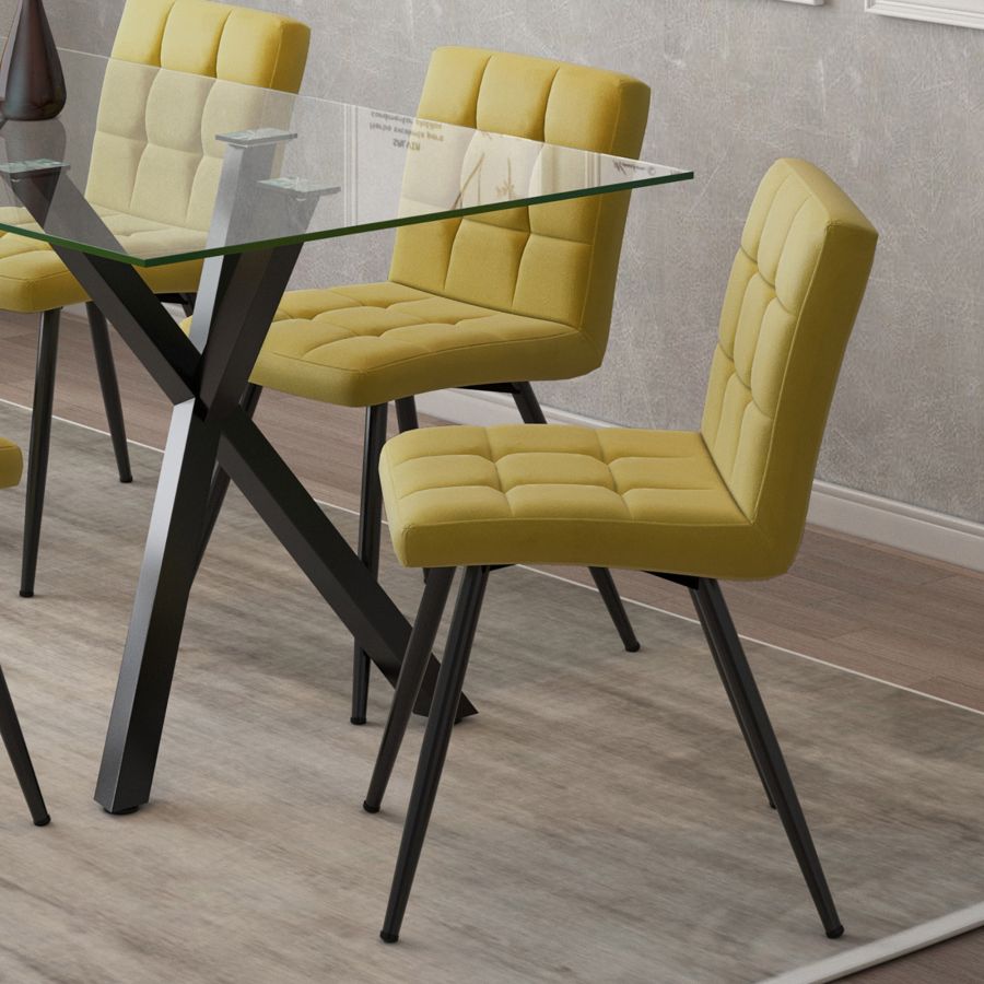 Chaise d'appoint Suzette, ensemble de 2 en moutarde