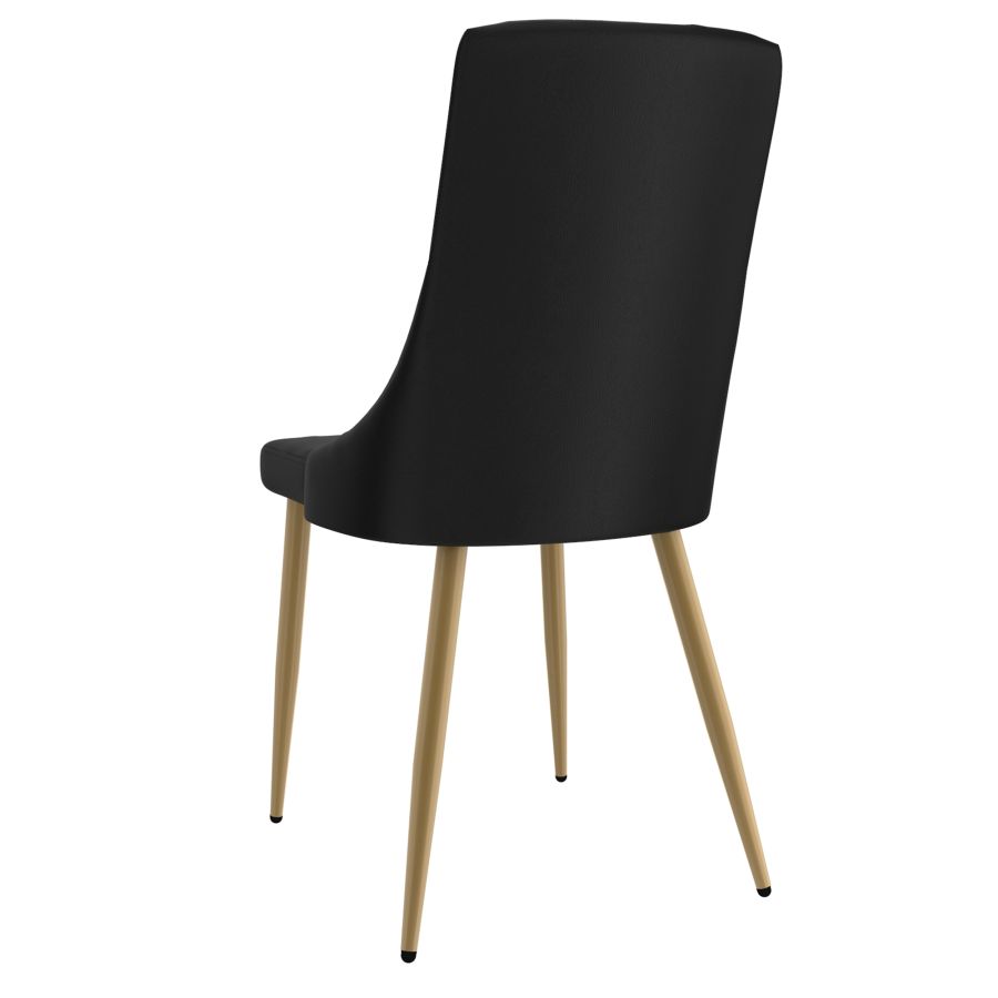 Chaise d'appoint Antoine, ensemble de 2, en noir avec pieds en or vieilli