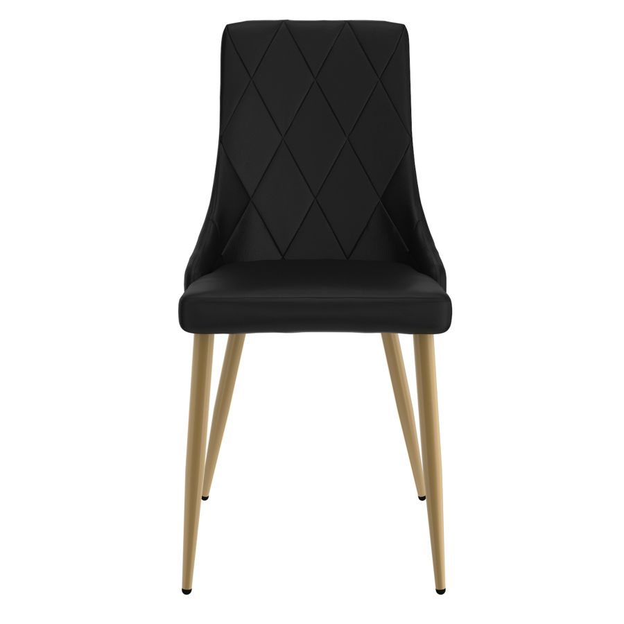 Chaise d'appoint Antoine, ensemble de 2, en noir avec pieds en or vieilli