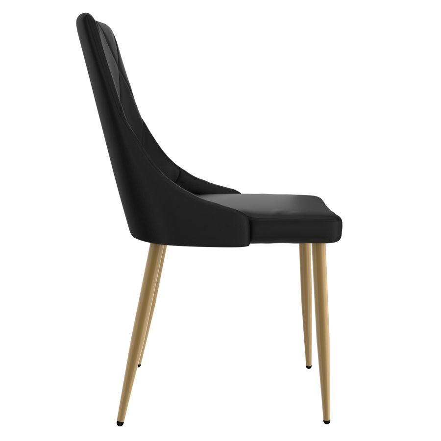 Chaise d'appoint Antoine, ensemble de 2, en noir avec pieds en or vieilli