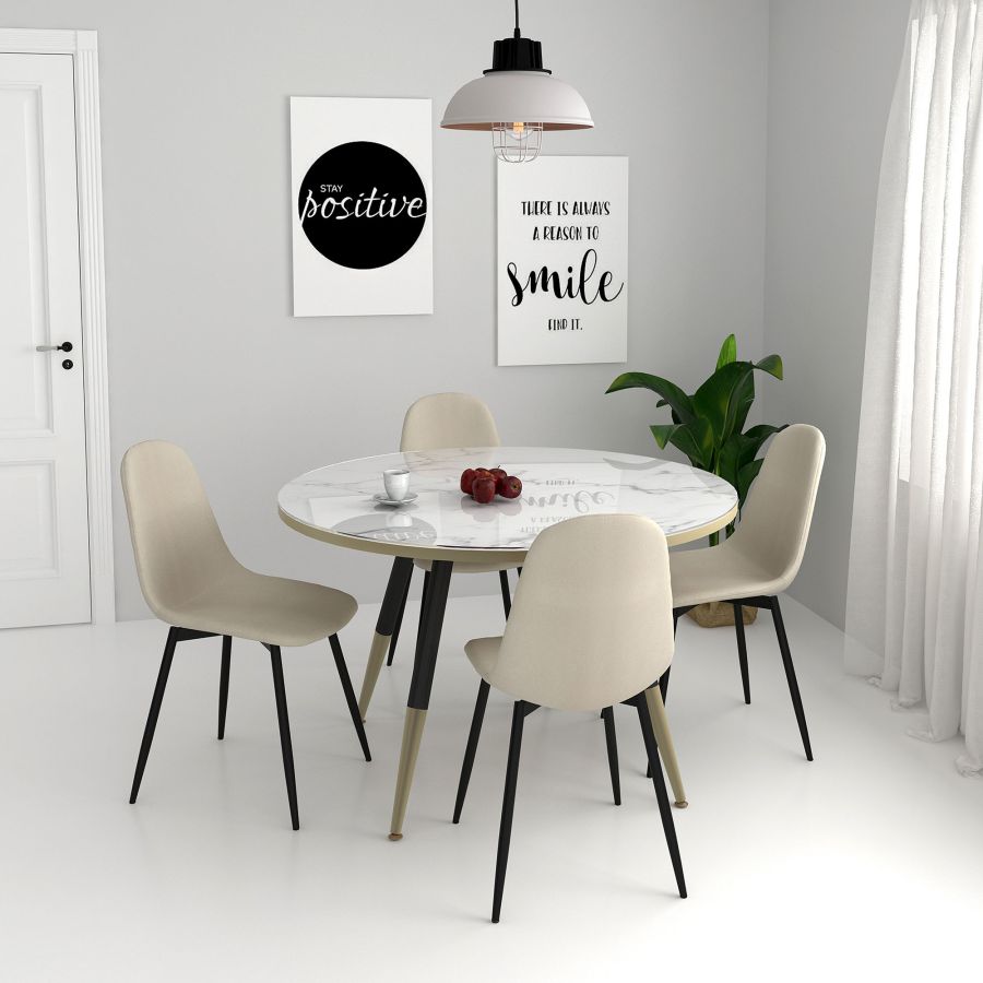Chaise d'appoint Olly, lot de 4 en beige