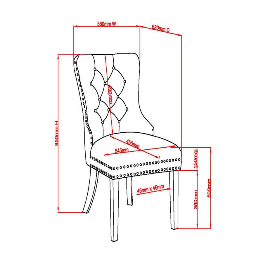 Chaise d'appoint Hollis, lot de 2, en gris