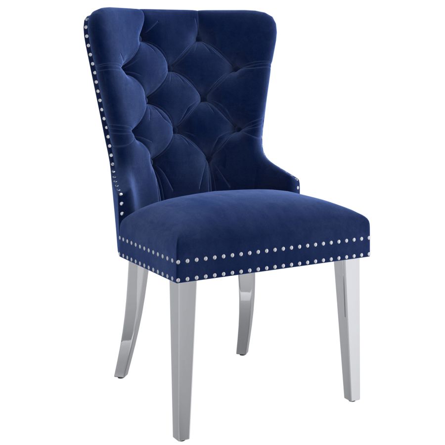 Chaise d'appoint Hollis, ensemble de 2, en bleu marine