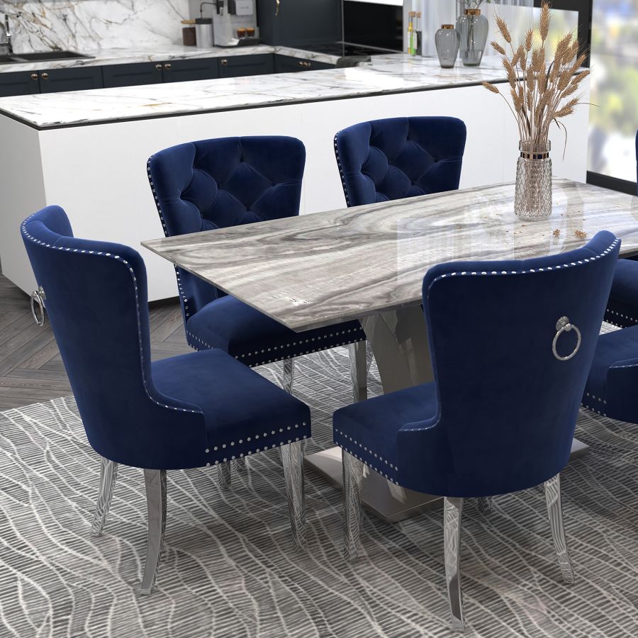 Chaise d'appoint Hollis, ensemble de 2, en bleu marine