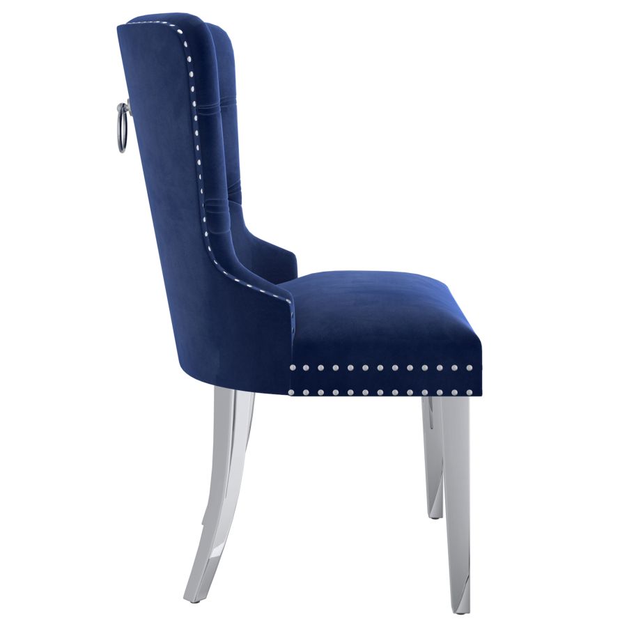 Chaise d'appoint Hollis, ensemble de 2, en bleu marine