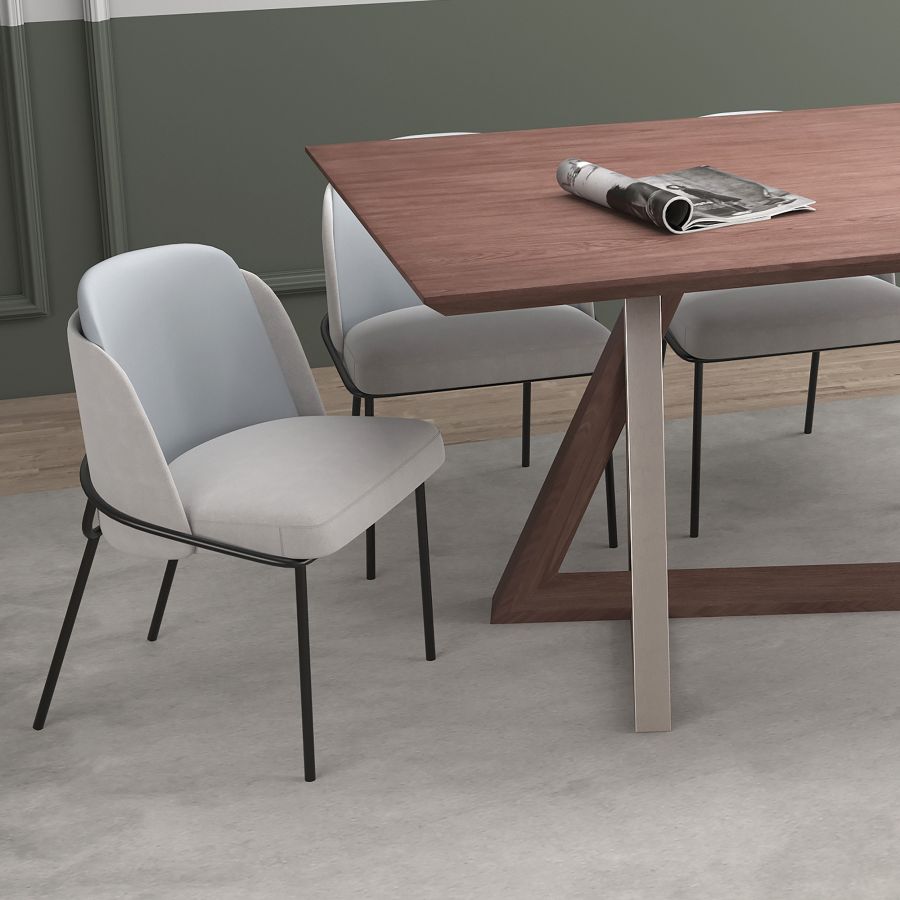 Chaise d'appoint Gloria, ensemble de 2, en beige et gris