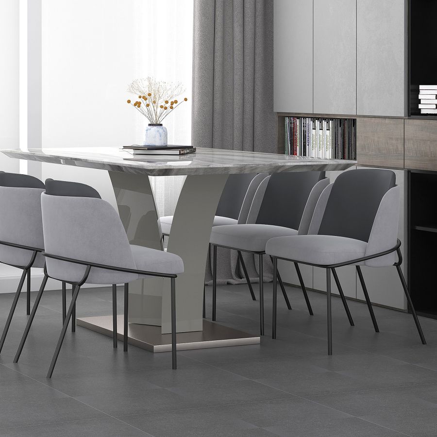 Chaise d'appoint Gloria, ensemble de 2, en gris et gris