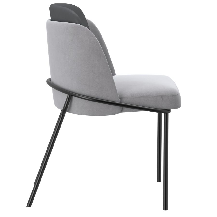 Chaise d'appoint Gloria, ensemble de 2, en gris et gris