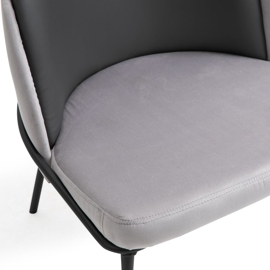 Chaise d'appoint Gloria, ensemble de 2, en gris et gris