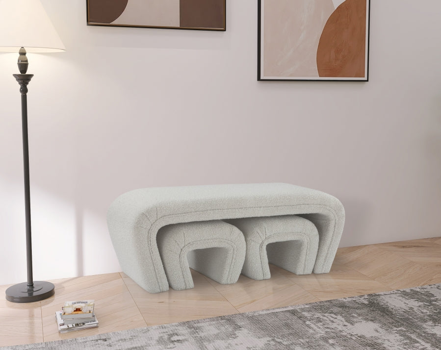 Banc en tissu bouclé Odélia