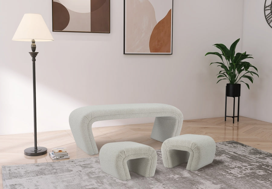Banc en tissu bouclé Odélia