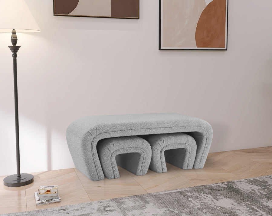 Banc en tissu bouclé Odélia