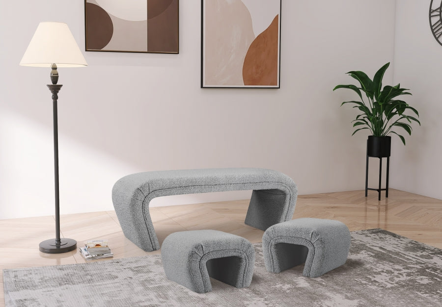 Banc en tissu bouclé Odélia