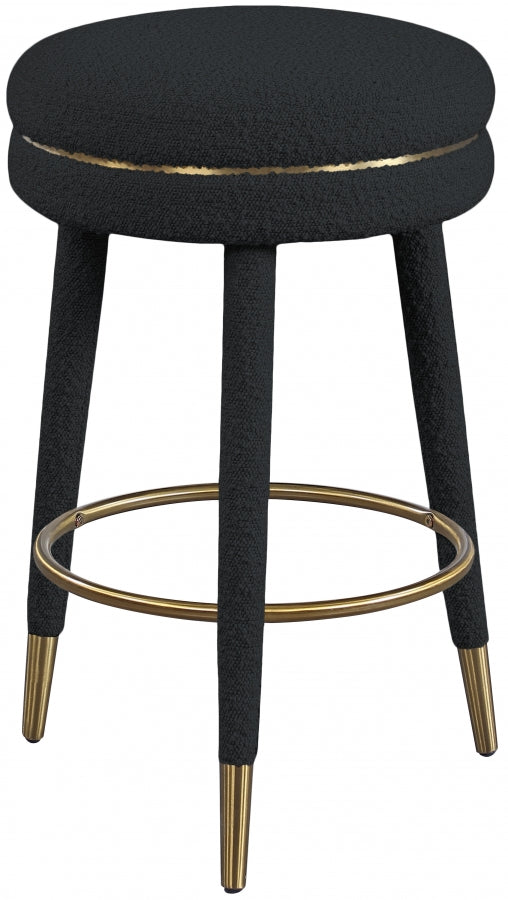 Tabouret de comptoir en tissu bouclé corail