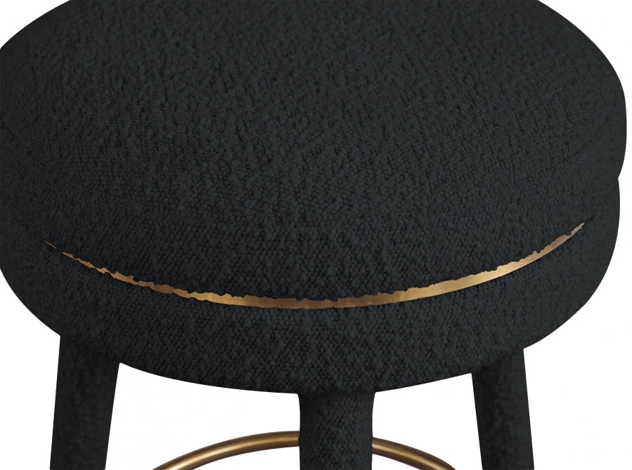 Tabouret de comptoir en tissu bouclé corail