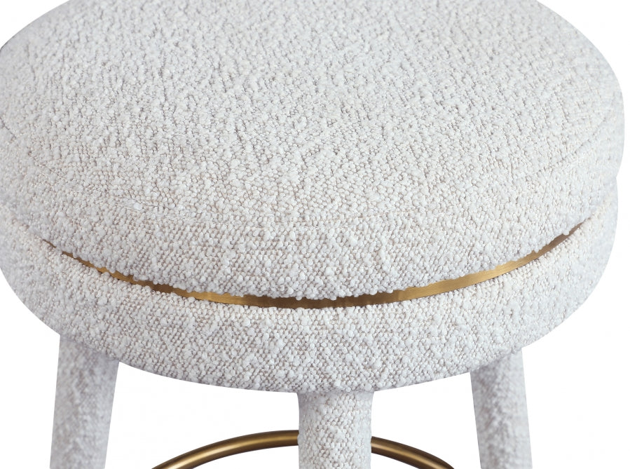 Tabouret de comptoir en tissu bouclé corail