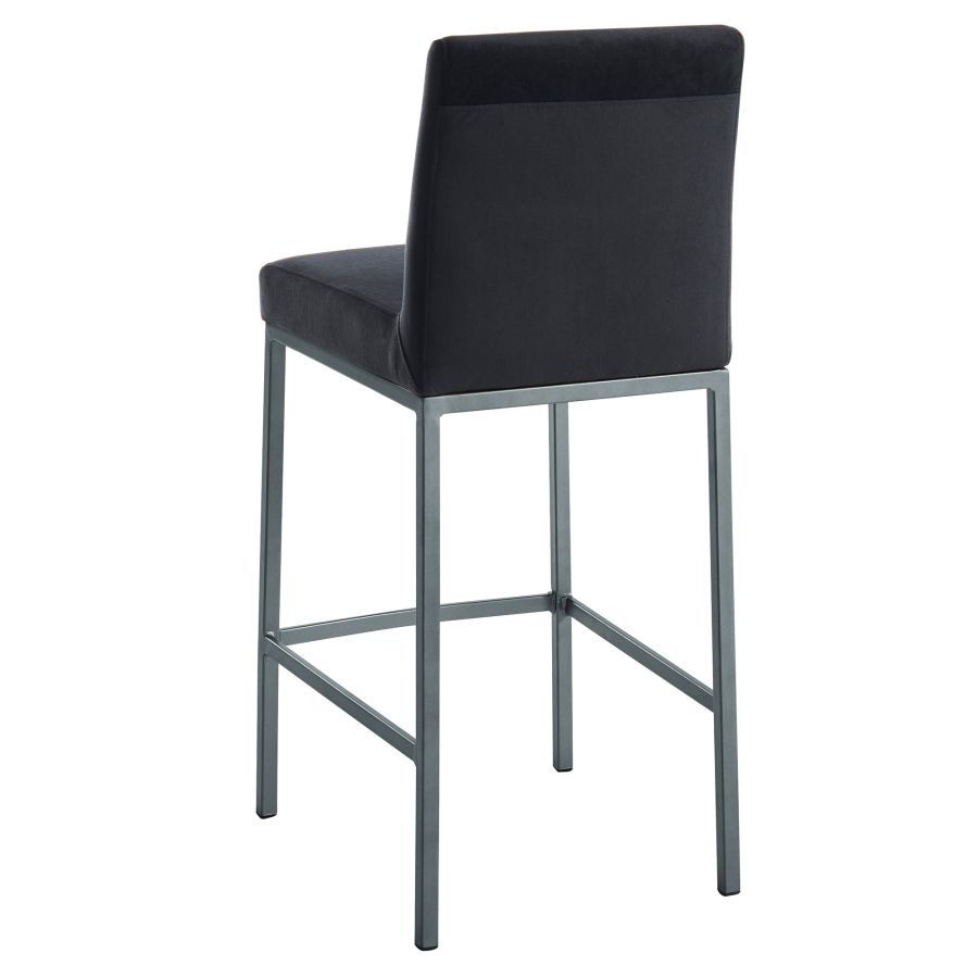 Tabouret de comptoir Diego 26'', ensemble de 2 en noir/pieds gris