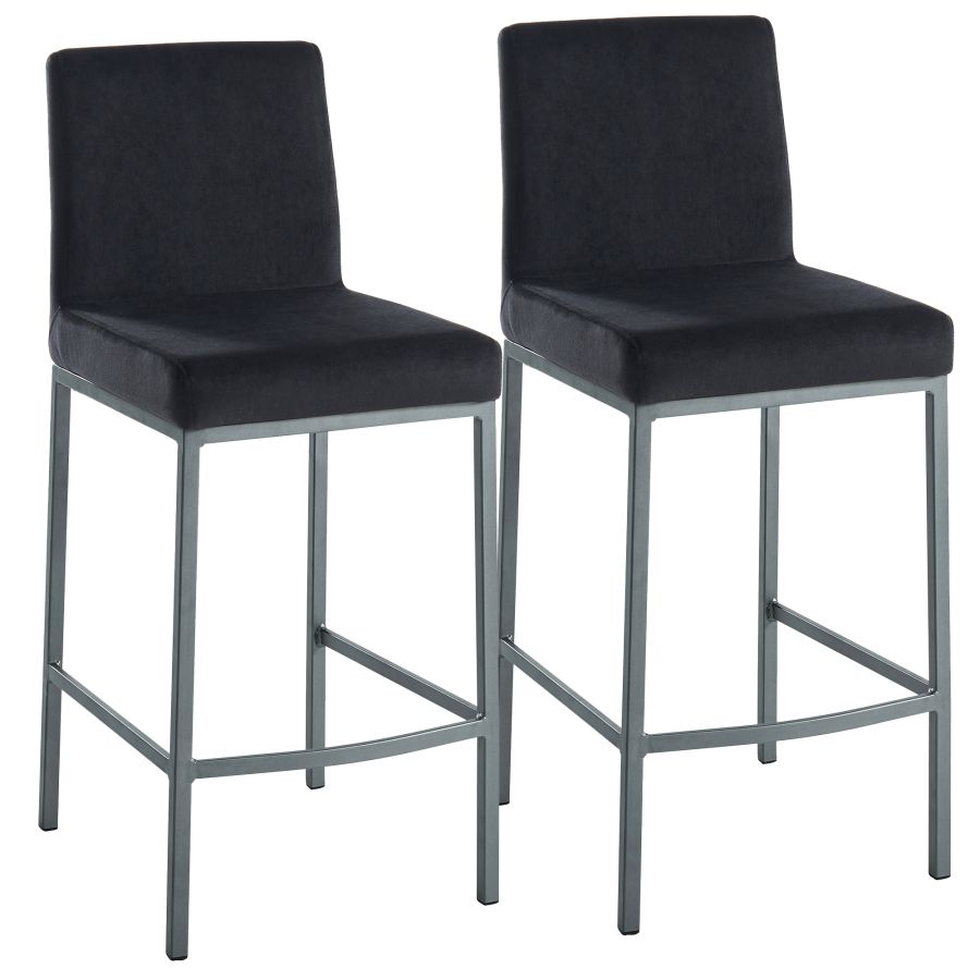 Tabouret de comptoir Diego 26'', ensemble de 2 en noir/pieds gris