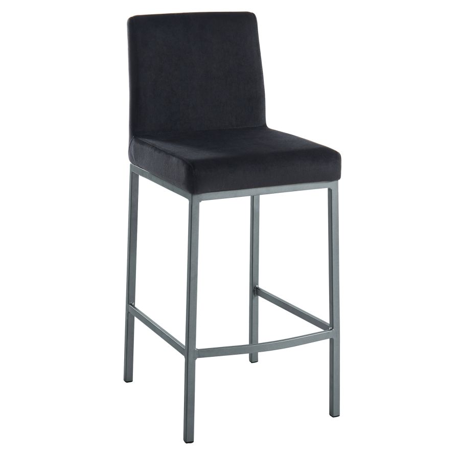 Tabouret de comptoir Diego 26'', ensemble de 2 en noir/pieds gris