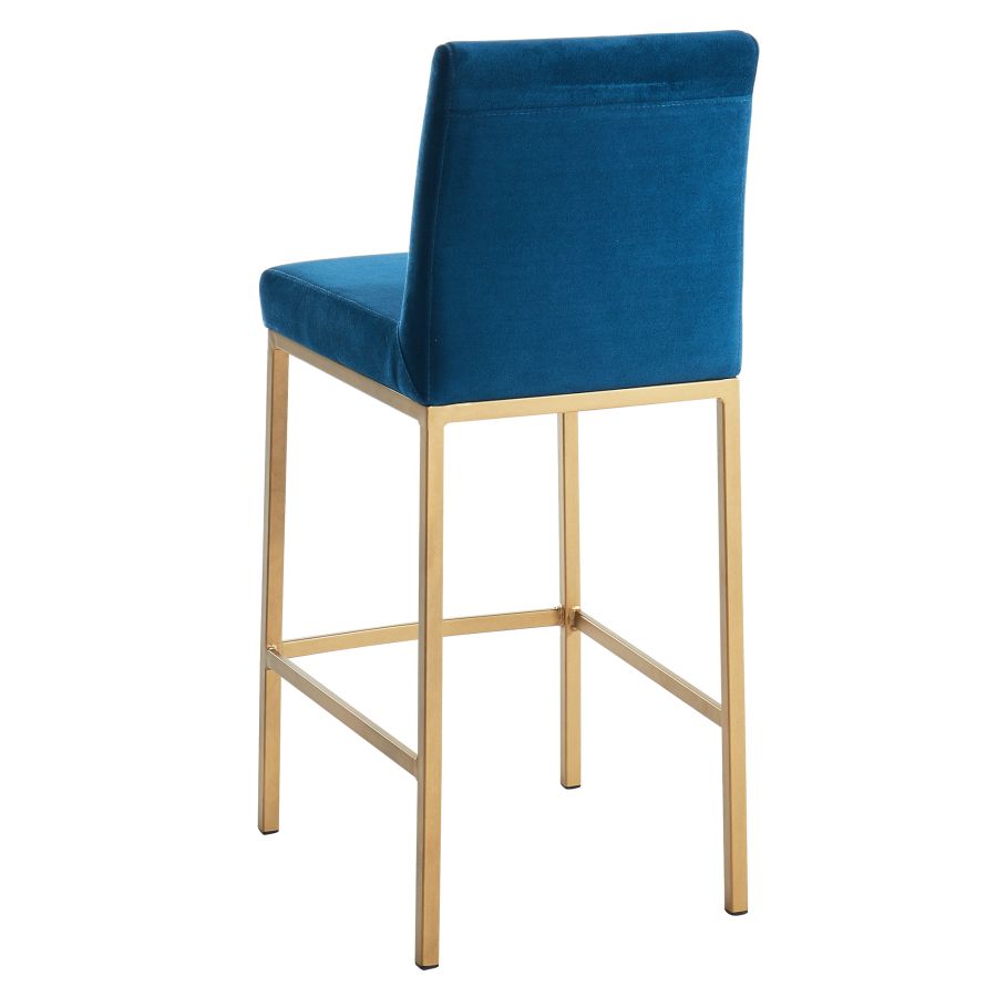 Tabouret de comptoir Diego 26'', ensemble de 2 en bleu/pieds or vieilli