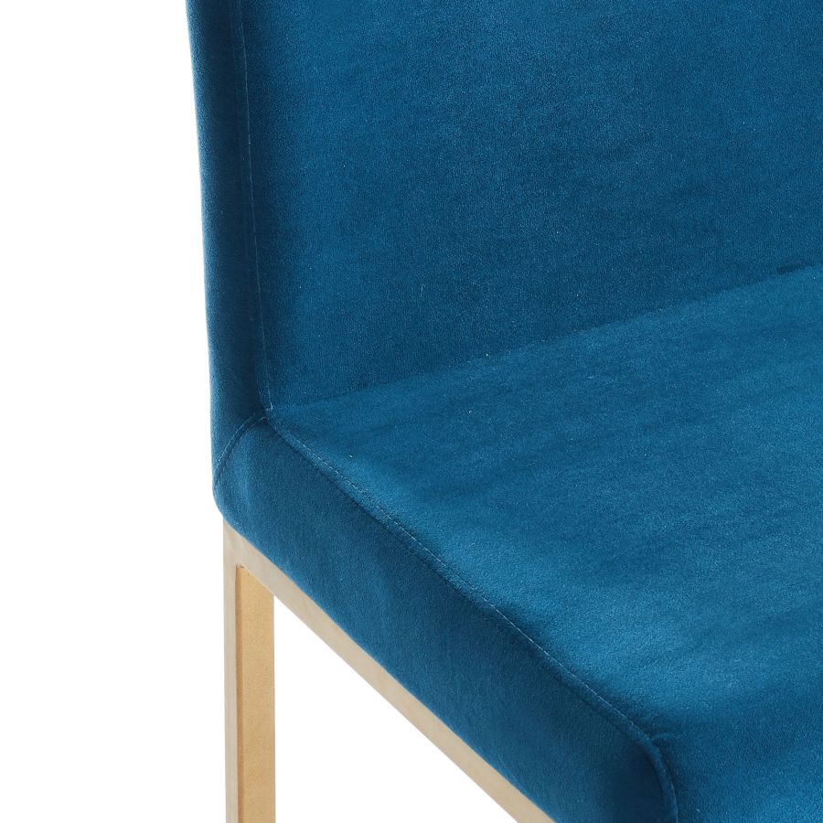 Tabouret de comptoir Diego 26'', ensemble de 2 en bleu/pieds or vieilli