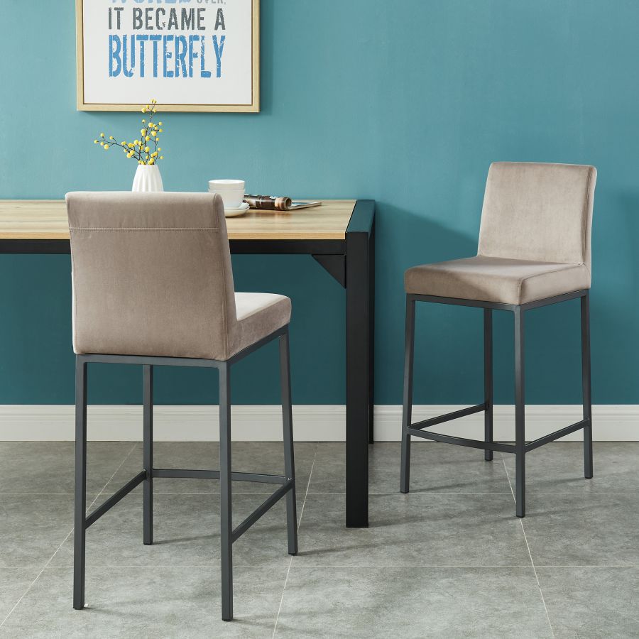Tabouret de comptoir 26'' Diego, ensemble de 2 en gris/pieds gris