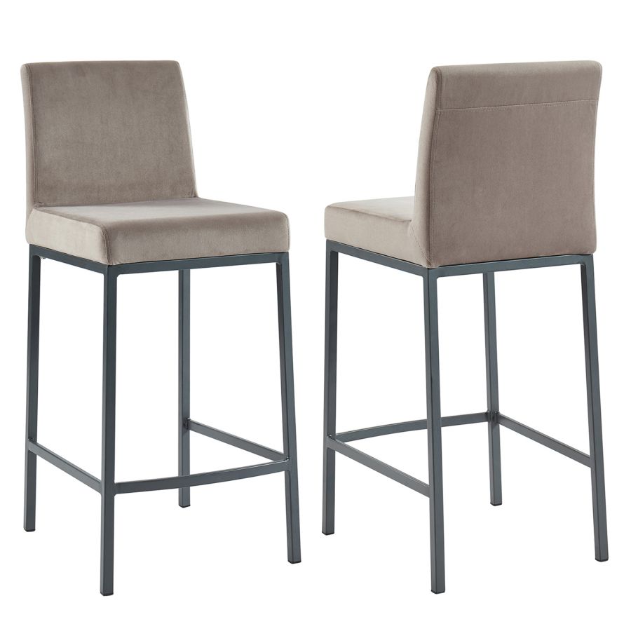 Tabouret de comptoir 26'' Diego, ensemble de 2 en gris/pieds gris